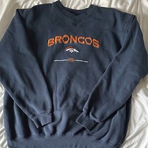 NFL Navy Crewneck Sweatshirt with Orange Broncos Embroidery